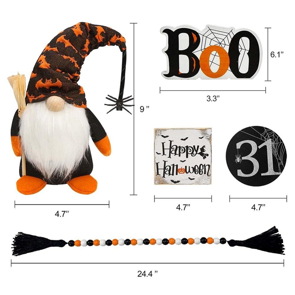 Halloween Wooden Signs Handmade Halloween Gnomes Plush Decoration