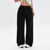 Women's Fashionable Solid Color Straight Leg Pants With High Waist Button Pockets And Elastic Waist Casual Pants