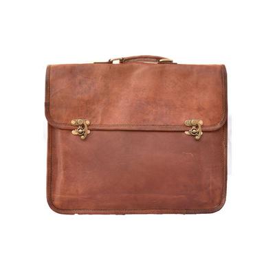 Unisex Genuine Vintage Goat Real Leather Laptop Messenger Briefcase