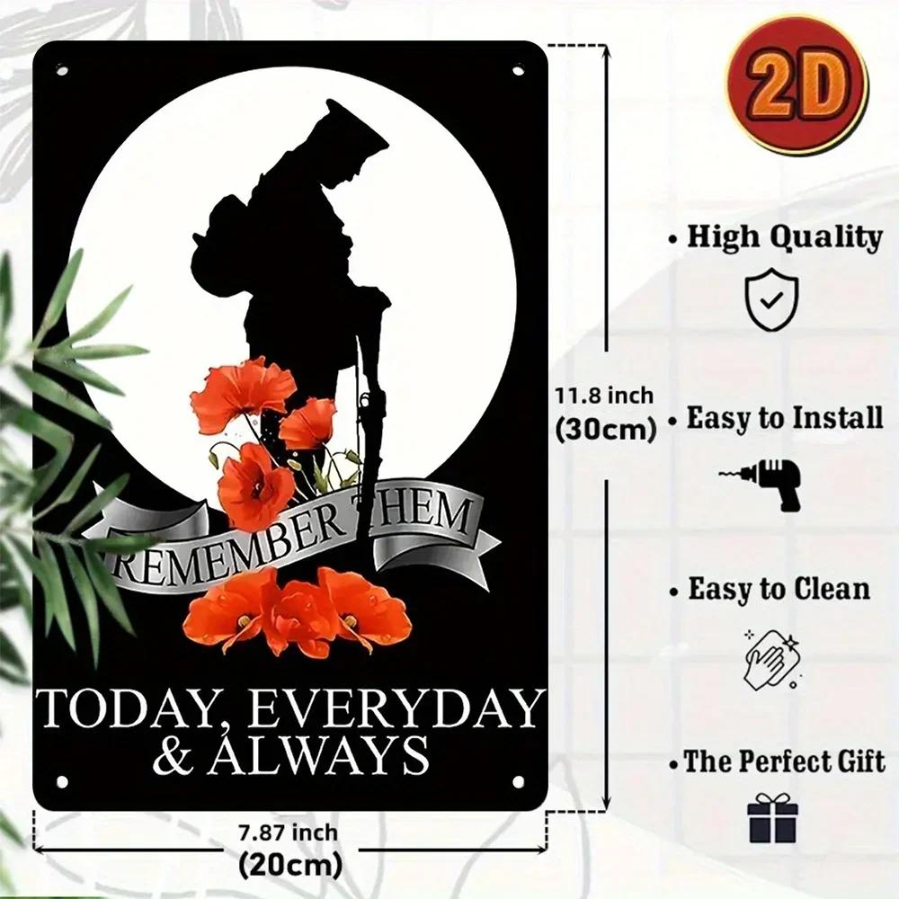 

Military Memorial Poppy Yard Sign Embellished Tribute Plaque Honor Their Memory Forever 20x30cm（7.8x11.8inch）