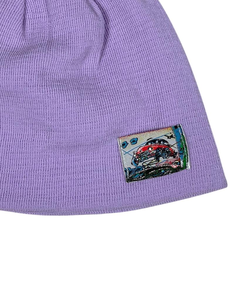 SK8ER ROCK Vintage Label Beanie ((Lavender))