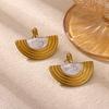 Vintage Gold Color Earrings For Women Geometric Tiger Eye Aretes Enamel Drop Big Stud Earring Stainless Steel Jewelry Party Gift