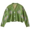 2022 Autumn/Winter Floral Knit V-Neck Cardigan Sweater for Women