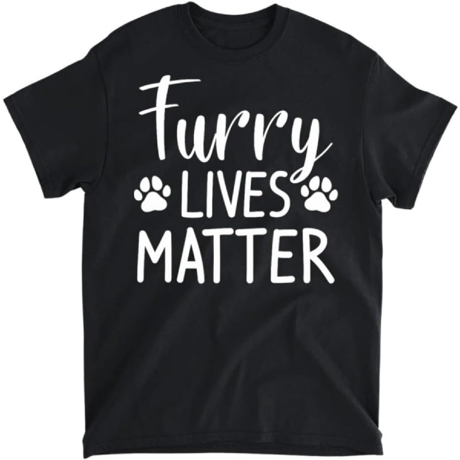 Furry Lives Matter Животные Кошка Собака Спасение Футболка для Мужчин Женщин Футболка, Майка, Лонгслив, Свитшот, Худи Мужчины Женщины Дети Сделано в Канаде Черный S