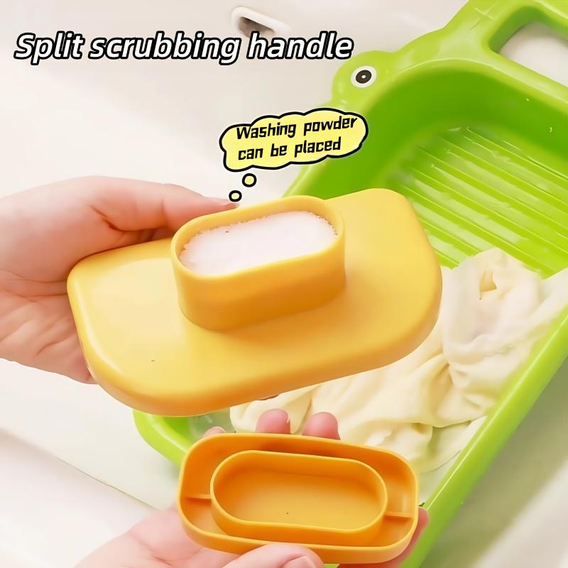 Cute Crocodile Design Washboard with Brush Non Slip Handguard  Hanging Storage, Multi Functional Laundry Basin for Underwear, Socks, Dorm, Home Use