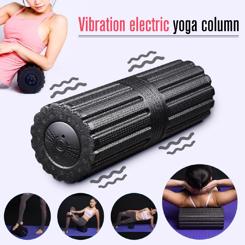 17inches 4 Speed Black Rechargeable Electric Vibrating Massage Foam Roller Muscle Recovery