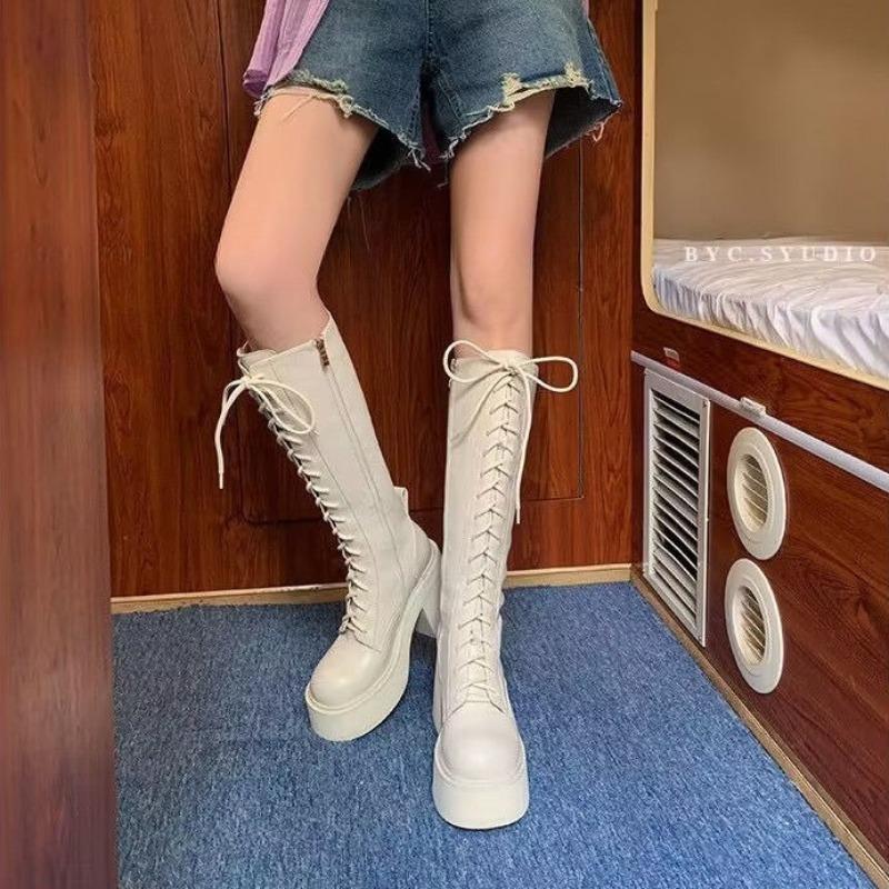 Fashion Woman Long Footwear High Heels Fashion Side Zipper Boots High Women Quality Luxury Sexy Thick Bottom High Heel Boots Botas Mujer