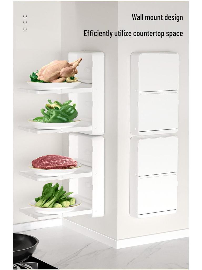 Extendable Wall-Mounted Plastic Dish Rack: Folding Kitchen Prep and Plate Storage Solution