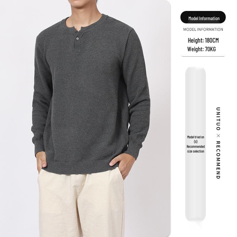 

2025 Men s Pineapple Stitch Henley Sweater M