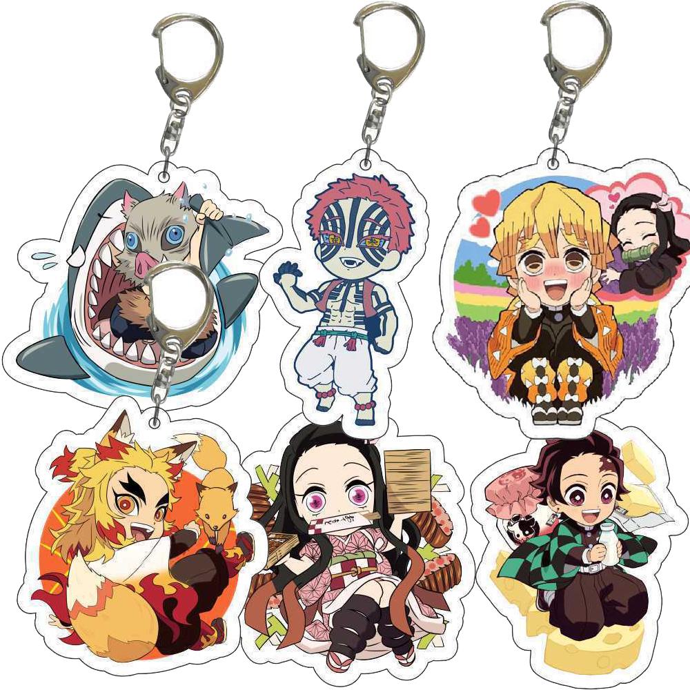 Anime Demon Slayer doll toy Kimetsu No Yaiba Blade of Ghost Keychain Acrylic Pendant Car Key Chain Fans kids Xmas Gift Jewelry