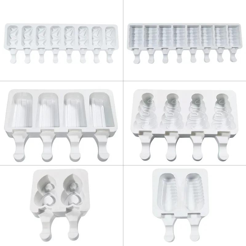 2/4 Hole A variety of styles Silicone Ice Cream Mold DIY Homemade Popsicle Molds Freezer Ice Cube Tray Popsicle Maker Mould