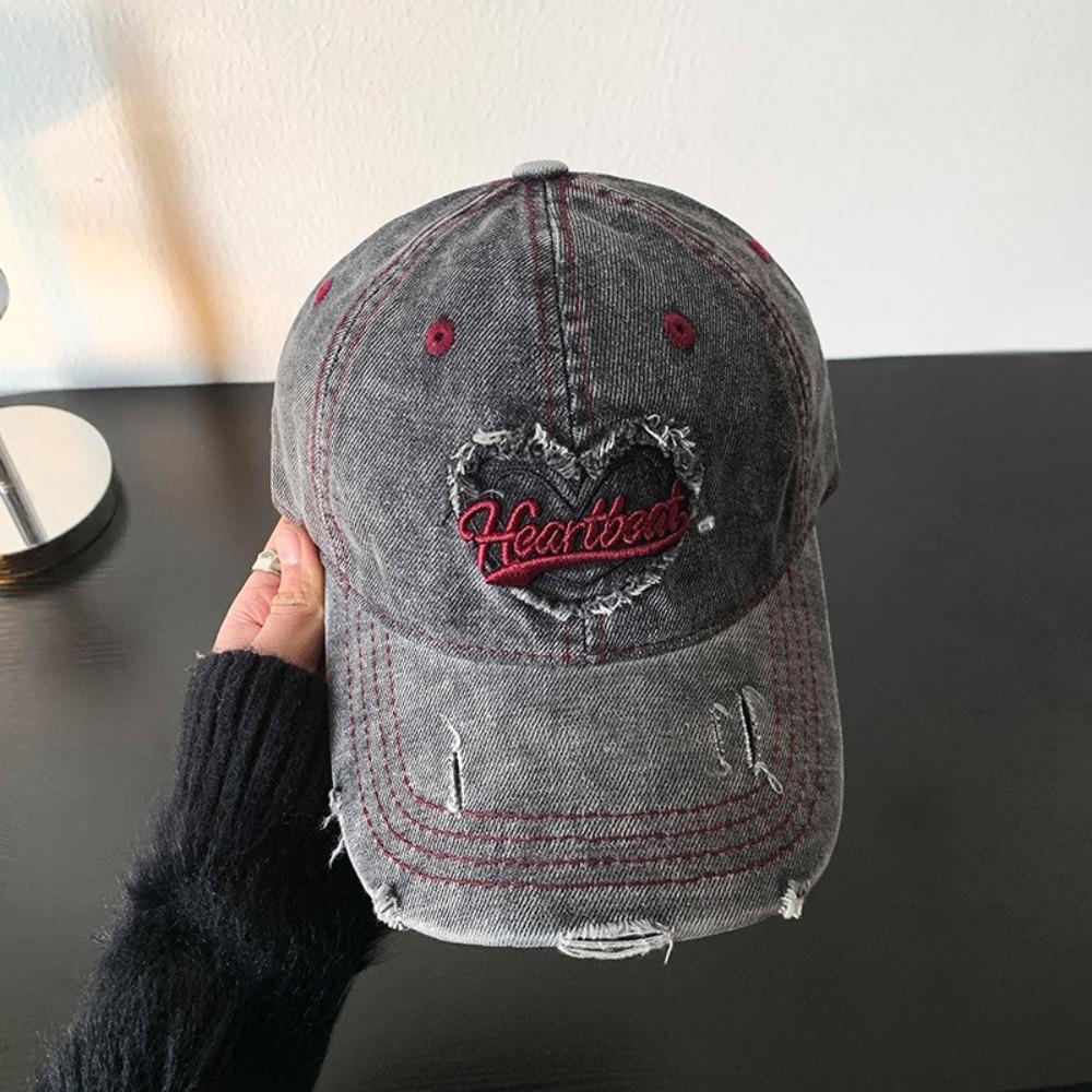 Love Vintage Baseball Cap Korean Style Denim Snapback Cap Fashion Letter Visors  Women