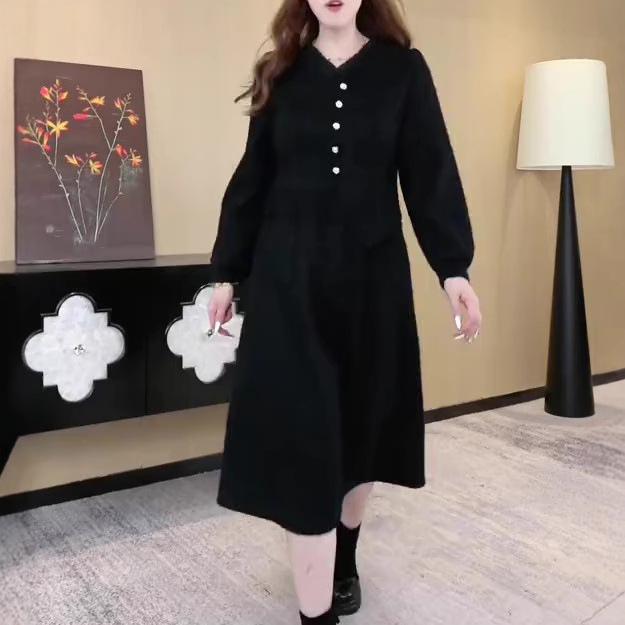 New Spring Fashion French Style Slimming Dress for Plus Size Middle-Aged Women