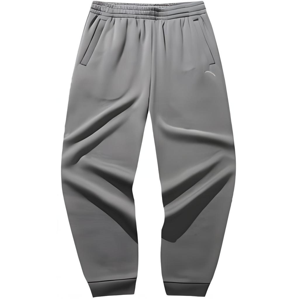 Anta Mid-Rise Fleece-Lined Tapered Sports Pants Men Bottoms Dark-Brown Gray 952547308-5