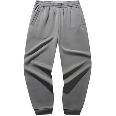 Mid-Rise Fleece-Lined Tapered Sports Pants Men Bottoms Dark-Brown Gray 952547308-5