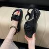 Bow pearl belt muffin bottom platform sandals women's 2025 summer new fashion simple beach soft sole women's shoes