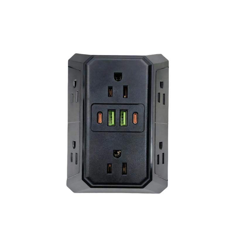 

Compacts Wall Mount Power Sockets With Overloads Protecting And 4 USB Port Multiple Plugs Outlet Extenders
