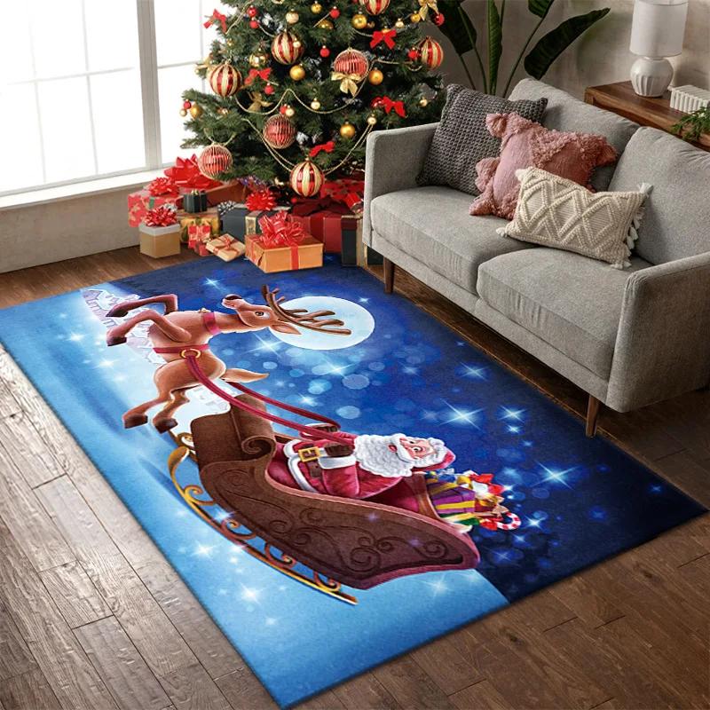 Rote 3D Frohe Weihnachten Dekoration Eingangsteppich Wohnzimmer Couchtisch Decke Weihnachtsmann Schneeflocke Matte Schlafzimmer Teppiche Fußmatten