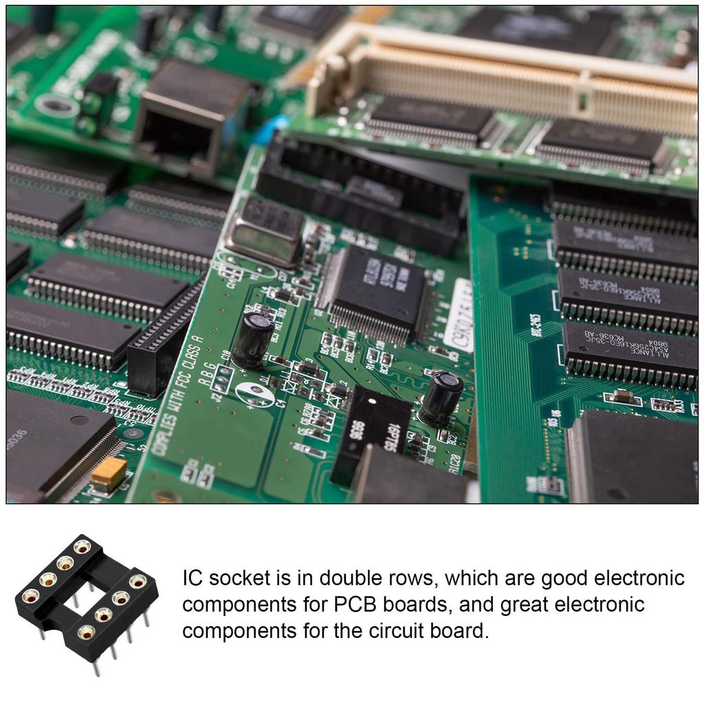 Rebower DIP IC Chip Socket Adapter Welding for PCB Board 2.54mm Pitch 8 Round Pins Pack of 10