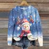 Ladies' Christmas Printed Long Sleeved Round Neck Hoodie Loose Top