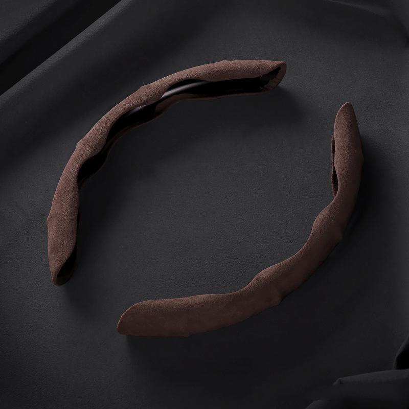 Suede Leather Steering Wheel Cover 38cm Car Steer Wheel Protector Textured Anti Slip Sweatproof Universal Decoration Accessories