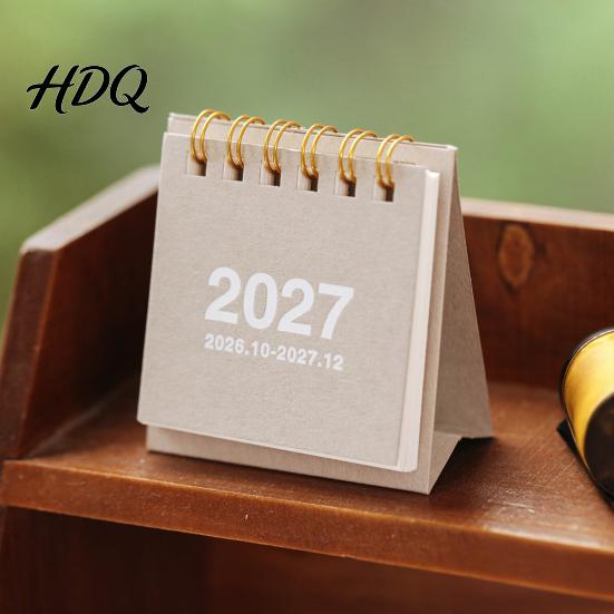 Tragbarer Desktop-Schmuck Mini-Schreibtischkalender 2026-2027 Okt 2026 bis Dez 2027 Stehender Aufklappbarer Kleiner Monatsplaner mit Dickem Papierkalender