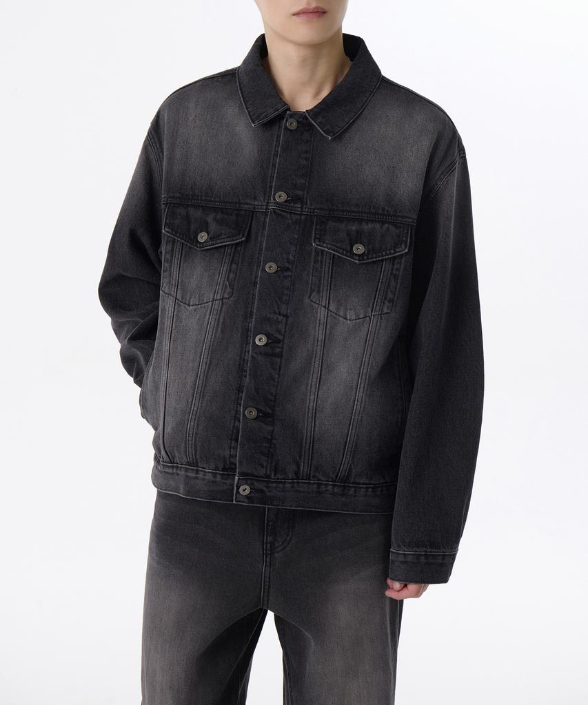 Musinsa Standard Big Brush Relaxed Denim Trucker Jacket [Black]