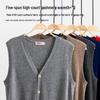 Hengyuanxiang Men's Pure Cashmere V-Neck Vest Sweater