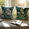 Floral illustration Cushion Cover Pillowcase Antidustmite Invisible Zipper Short Plush Sofa Cushion