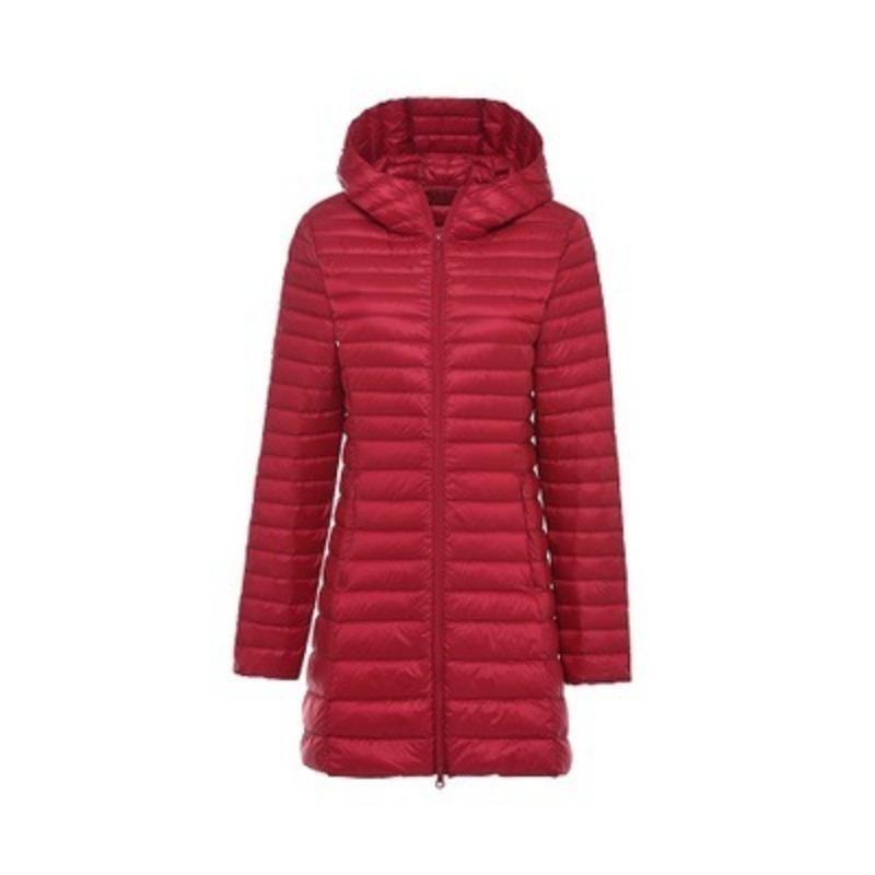 Autumn and winter light down jacket women's hooded medium and long thin slim portable jacket warm winter clothing