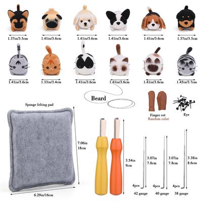 Tiere DIY Nadelfilz-Set mit Schaumstoffmatte für Handarbeitsprojekte, Nadelfilz-Zubehör-Kits für Anfänger mit Werkzeugen
