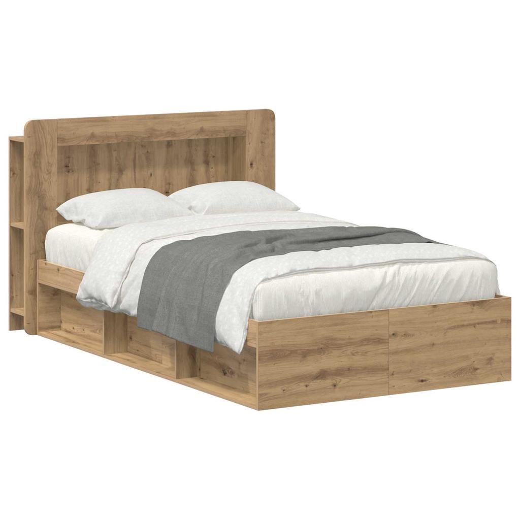 Bed Frame with Storage Space Artisan Oak 120 X 190 Cm