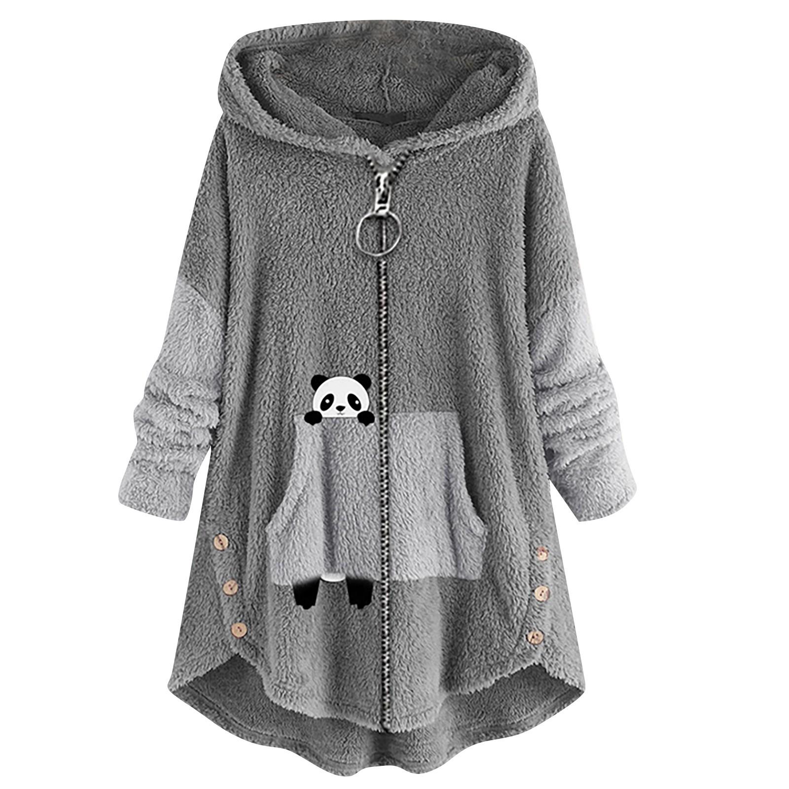 

Women s And Winter Casual Color Plush Warm Hooded Plus Size Jacket XXXXL