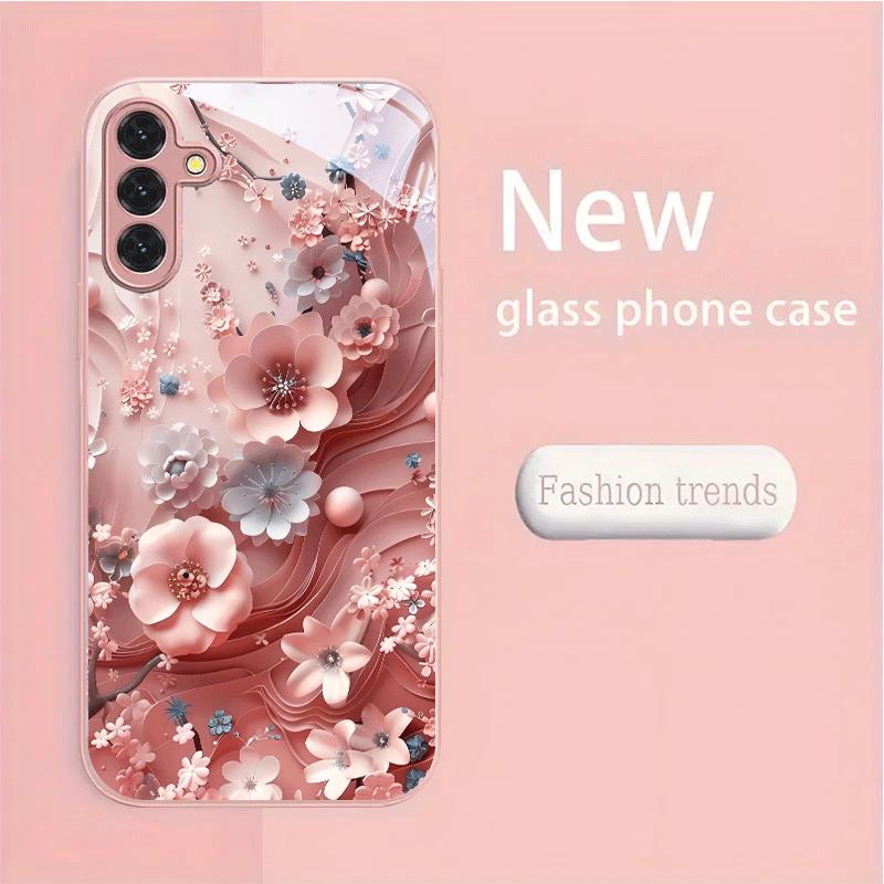 Pink Flower Hot-selling Exquisite Beautiful PhoneCase Glass PhoneCase for Samsung Galaxy S26 S25 S24 S23 S22 S21 FE Ultra Plus