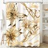 Luxury Floral Shower Curtain Modern Golden Bathroom Decor for Home Living Room Kitchen Waterproof Fabric in Various Sizes Availa