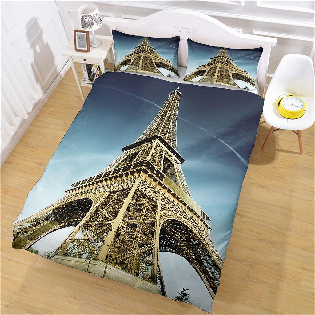 Bedding Collection Duvet Cover 3Piece Collection 3D Paris Tower Quilt Cover Universal Suitable For Children And Adults Modern Printed