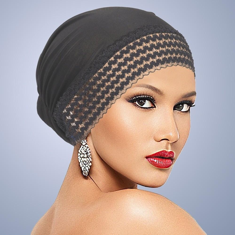 Lace Flower Headwrap Cap Breathable Lace Trim Hat New Postpartum Cap Daily Casual Wear