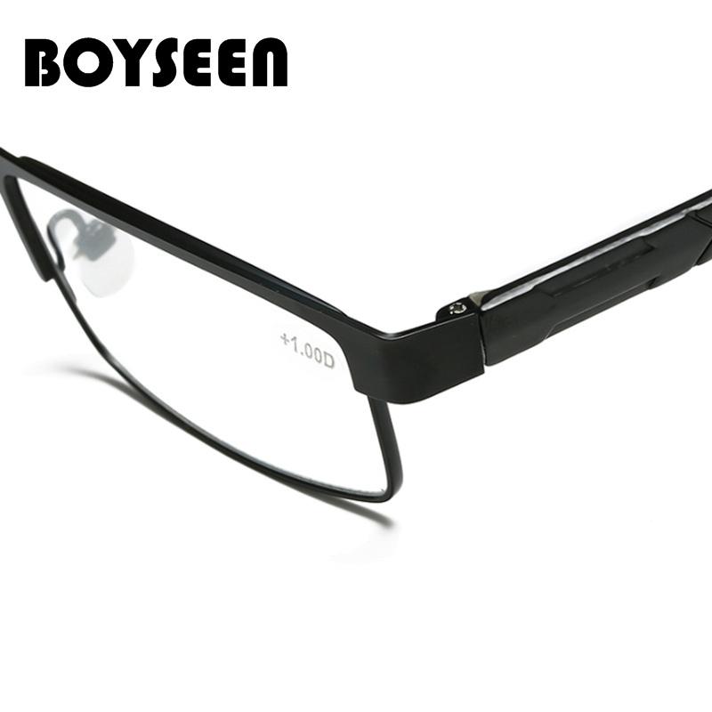 BOYSEEN Men Titanium Alloy Reading Glasses Non Spherical 12 Layer Coated Lenses Retro Business Hyperopia Prescription Eyeglasses