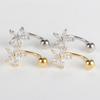 2PC Gold Color Small Crystal Flower Ear Studs Earring Stainless Steel Cartilage Daith Earring Tragus Helix Rook Piercing Jewelry