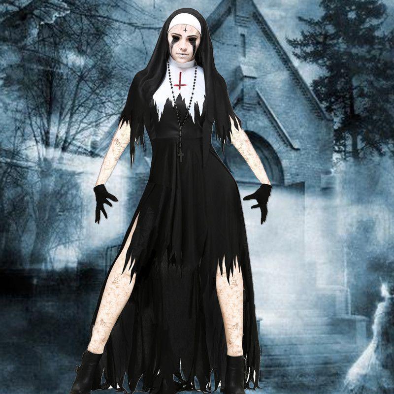 Scary Nun Costume For Women Halloween Cosplay Outfit For Scary Fun