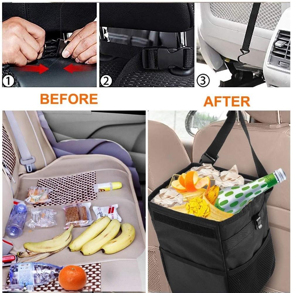 Leak-Proof Hanging Automotive Garbage Bin Auto Organizer Car Trash Bag Car Interior Supplies