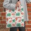 Lotus Leaf Bamboo Print Shopping Bags Women Folding Reusable Tote Shoulder Bag Scenery Canvas Casual Groceries Handbags 2022 CLE