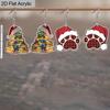 2D Flat 2pairs Y2K Christmas Hat Dog Paw Acrylic Dangle Earrings, Perfect Gift for Women, Christmas Party Jewelry