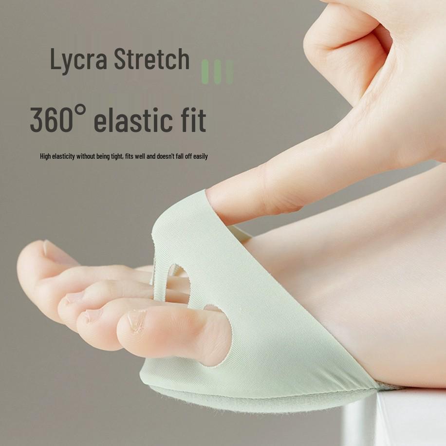 Șosete invizibile cu cinci degete din mătase de gheață pentru femei - Șosete cu degete cu talpă din bumbac pentru vară