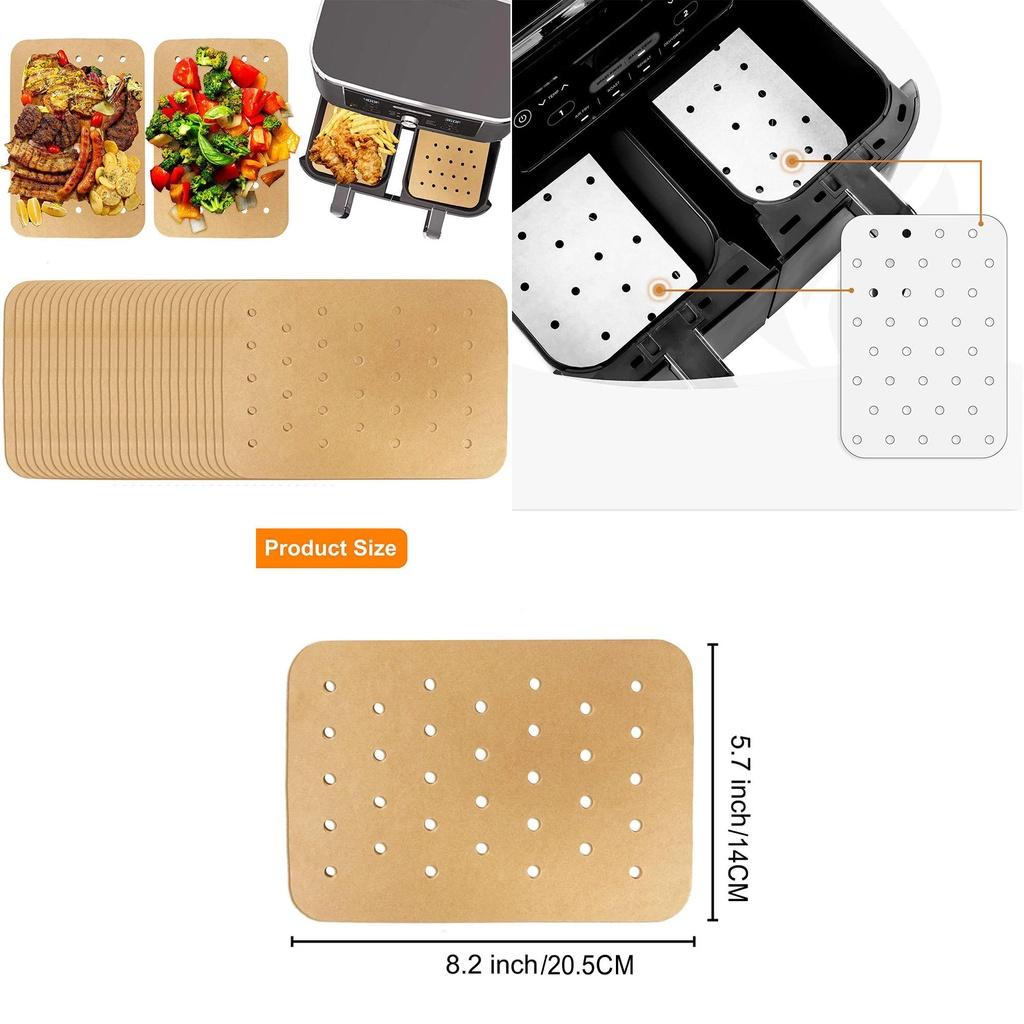 Durable Rectangular Oil Paper Liner For Air Fryer Heat Resistant And Non-stick