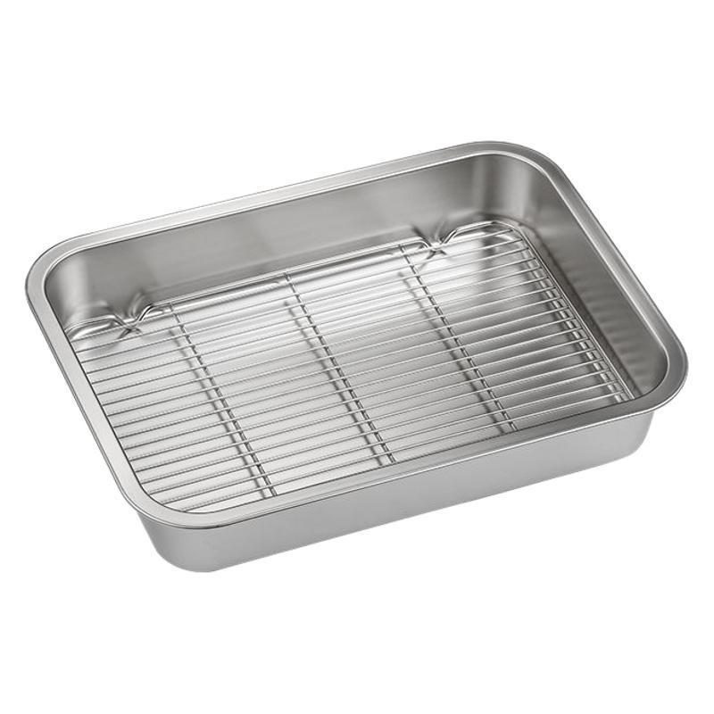 Rektangulært grillnett og tørkestativ i rustfritt stål med V-bendesign