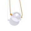 Yhpup 22/17mm Big Imitation Pearls Round Pendant Necklace Stain Less Metal Stainless Steel Korean Wholesale Popular Jewelry