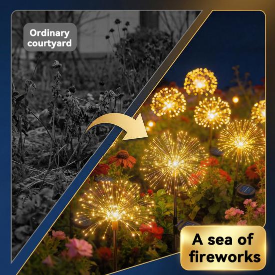 Solar Dandelion Garden Light, Outdoor Solar Powered Dandelion Lamp with Stake, Waterproof Solar Pathway Light for Yard Lawn