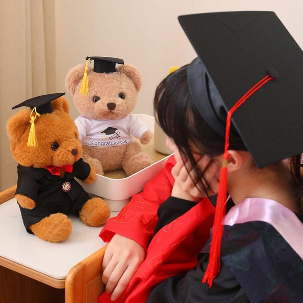 With Doctorial Hat Bachelor Bear Plush Toy Stuffed Toy Sitting Bear Plush Toys  Graduation Season