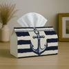 1pc Offers Two Size Options for a Nautical-Themed Tissue Box Featuring an Anchor And Rope Stripe Design. This Napkin Storage Organizer Is Suitable for